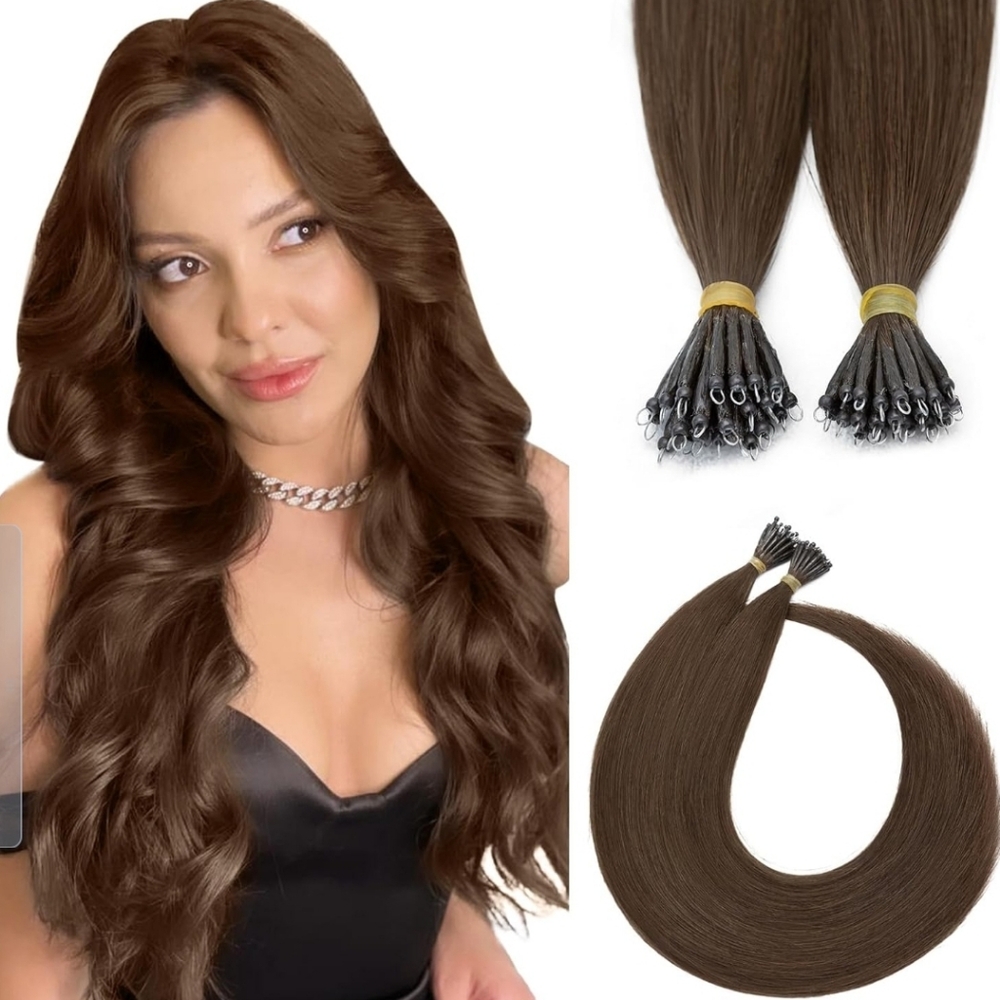 Remy 100%  Human Hair Nano Bead Nano Loop Extension #2A Dark Brown 22" New